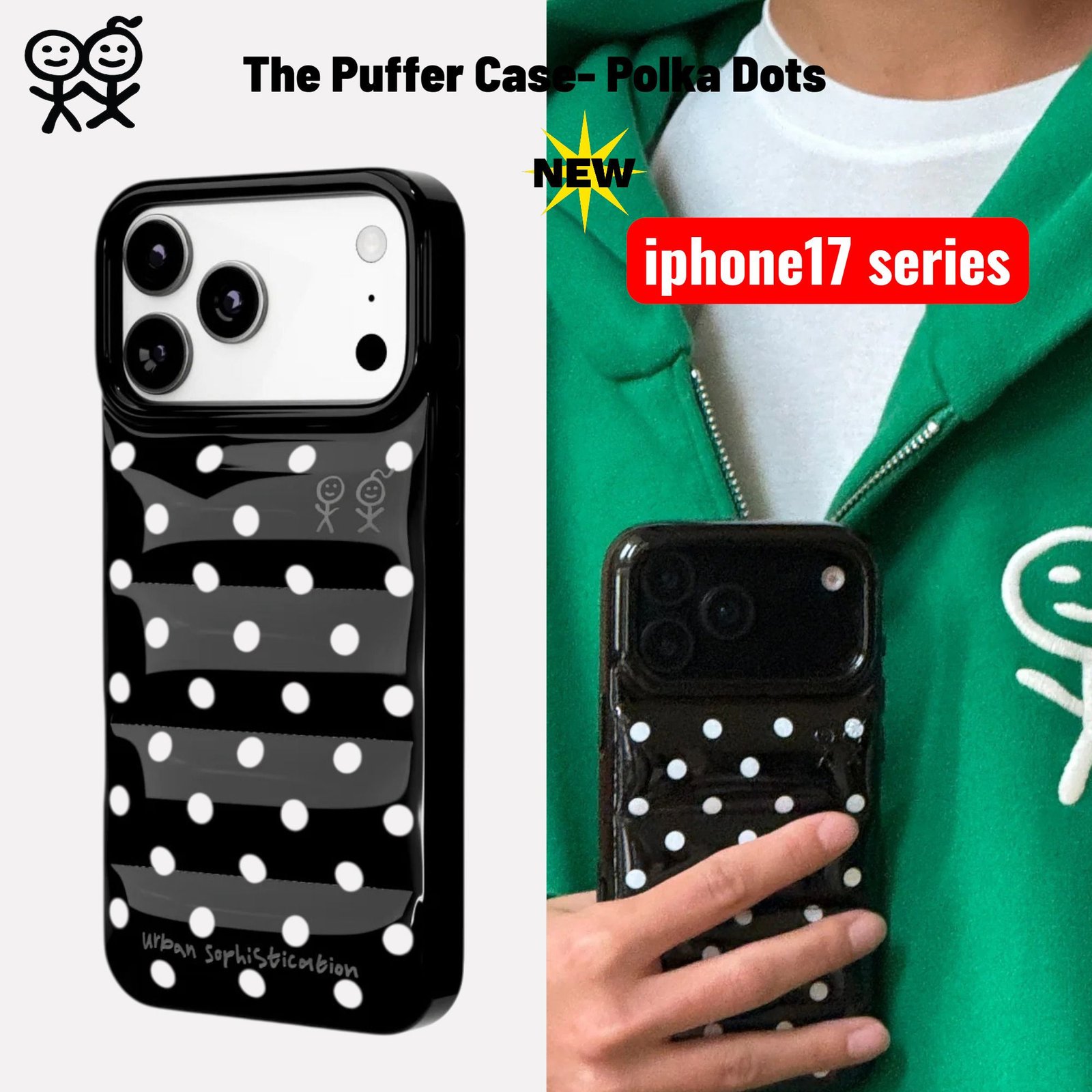 NY発｜Urban Sophistication Puffer iPhoneケース ドット (Urban