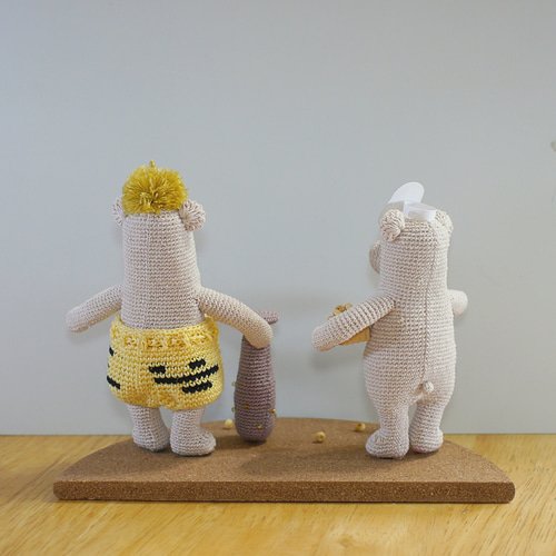 節分 編みぐるみ 鬼くまさんと豆まき 節分セット 台座付き レース糸