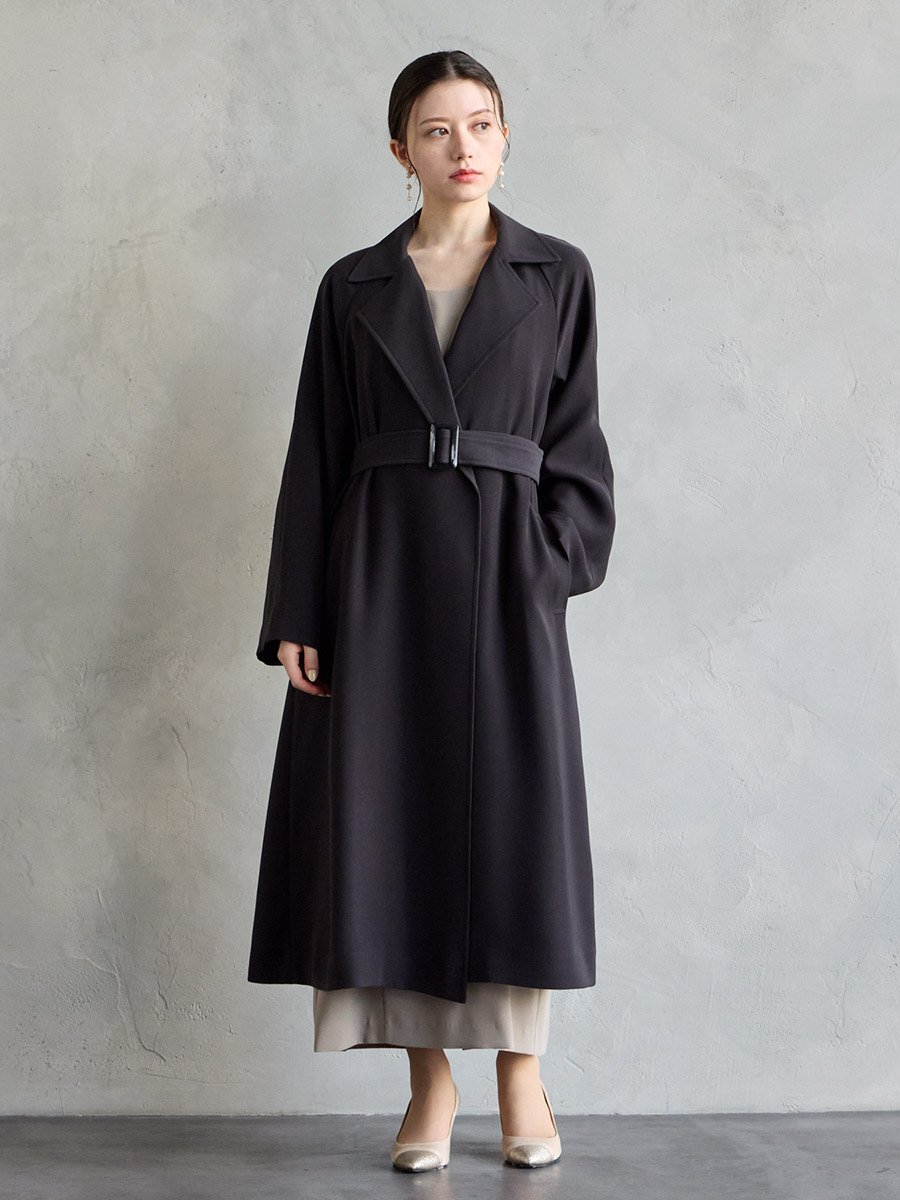 ストレッチダブルクロスラップトレンチコート(M チャコールグレー