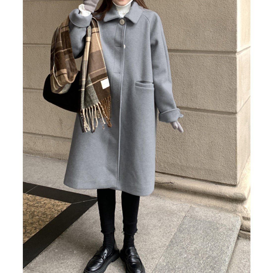 グランディール Grandeir ミドル丈 オーバーサイズ ステンカラーコート