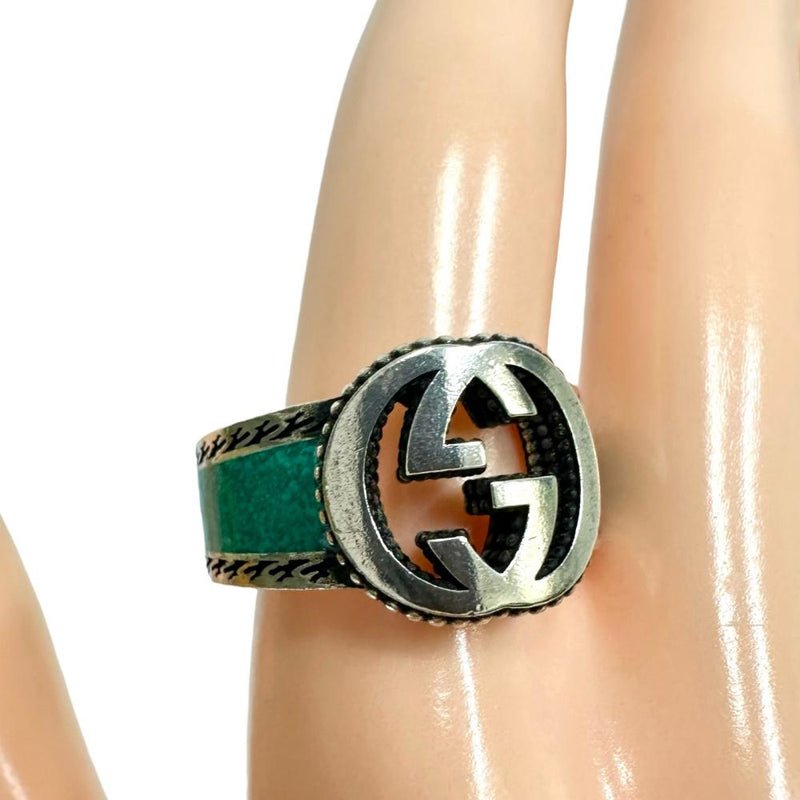 15号【GUCCI/グッチ】 インターロッキングG ターコイズ リング・指輪