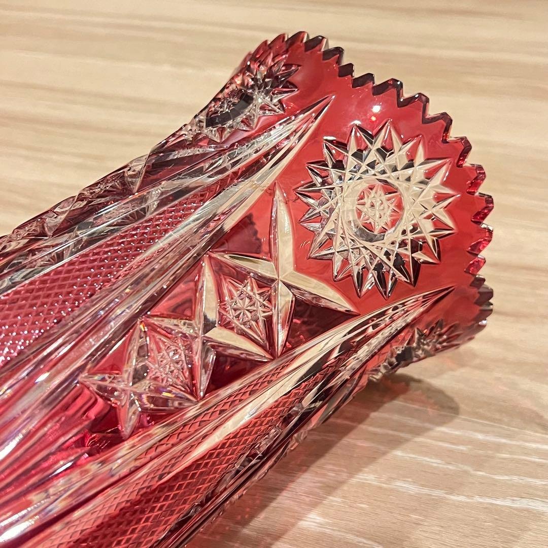 未使用 ドイツ製 ナハトマン NACHTMANN クリスタル 花瓶 赤 切子